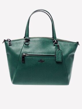 COACH Green Pebbled Leather Bag, forest green